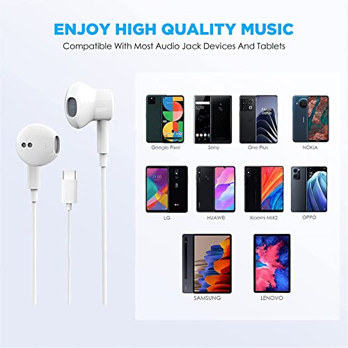 2 Pack-USB C Headphones for iPhone 17/16/15 Earbuds USB C Wired Earphones | with Mic & Remote Control Noise Cancelling for iPhone 15, iPad Pro, Galaxy S23/S22/S21/S20/Ultra Note 10/20, Pixel 7/6/6a/5/4