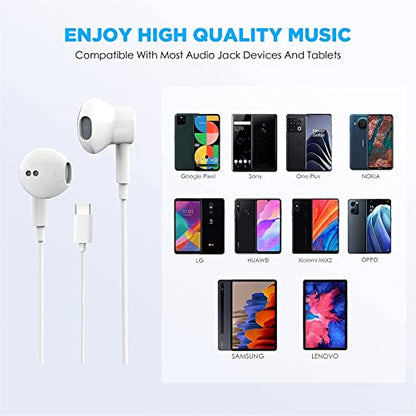 2 Pack-USB C Headphones for iPhone 17/16/15 Earbuds USB C Wired Earphones | with Mic & Remote Control Noise Cancelling for iPhone 15, iPad Pro, Galaxy S23/S22/S21/S20/Ultra Note 10/20, Pixel 7/6/6a/5/4