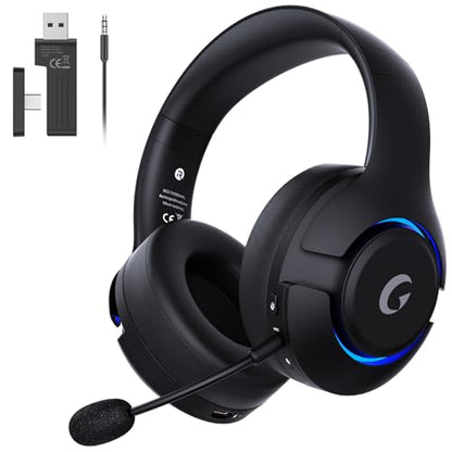 syndesmos Wireless PS5 Headset, 2.4GHz Gaming Headset for PS5, PC, Switch, Bluetooth 5.3 Headphones with Noise Canceling Mic, 7.1 Surround Sound, Low-Latency, 45H Battery, Black - color: Black