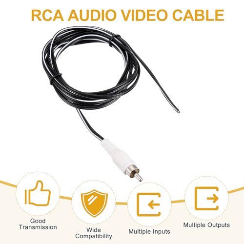 MECCANIXITY 4pcs 5ft RCA Audio Subwoofer Cable, 1 RCA Male Plug to Bare Wire Open End Audio Video Speaker Cable for Amplifier Home Theater, White
