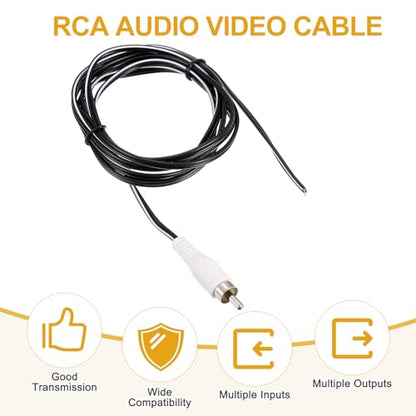 MECCANIXITY 4pcs 5ft RCA Audio Subwoofer Cable, 1 RCA Male Plug to Bare Wire Open End Audio Video Speaker Cable for Amplifier Home Theater, White