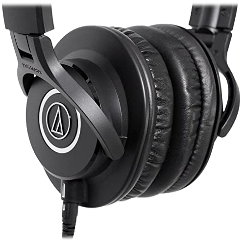 Audio-Technica ATH-M40x Closed-Back Dynamic Studio Monitor Headphones ATHM40x Bundle with Rockville RockShield 1 Studio Microphone Isolation Shield w/Sound Dampening Foam