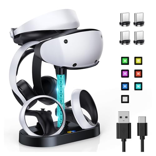 FASTSNAIL RGB Charging Stand & Storage Station for PlayStation VR2 - Black - color: Black