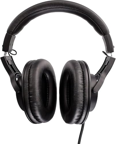 Audio-Technica ATH-M20x Professional Studio Monitor Headphones, Black (AUD ATHM20X) + Microfiber Cleaning Cloth + Headphone Stand + Headphone CASE + Goby Labs Headphone Cleaner 4 fl oz