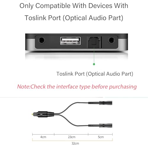 Digital Optical Audio Splitter,Optical Splitter 1 in 2 Out for Xbox,PS4,PS5,DVD,TV Box,Home Theatre, Receiver,Sound Bar,PS3/PS4