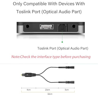 Digital Optical Audio Splitter,Optical Splitter 1 in 2 Out for Xbox,PS4,PS5,DVD,TV Box,Home Theatre, Receiver,Sound Bar,PS3/PS4
