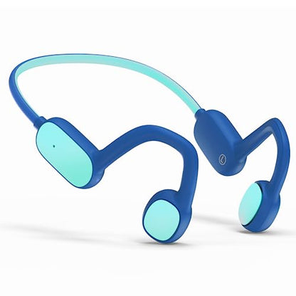 Mehomeli Kids Headphones, Bluetooth 5.2 Air Conduction Open Ear Headphones, 85dB Volume Limiting, Stereo Sound with Mic, IPX5 Waterproof, 20H Playtime, Perfect for School and Outdoor Activities-Blue | 85dB Volume Limiting, Stereo Sound with Mic, IPX5 Wate