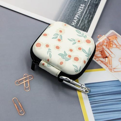 Earbud Case,Headphone Organizer Earbud Storage Bag, Hard EVA Shockproof Cover Carrying Case with Carabiner Clip Compatible with AirPods 5 4 AirPods Pro 2nd /3/2 Bose Galaxy (Small Flower) - color: Small Flower
