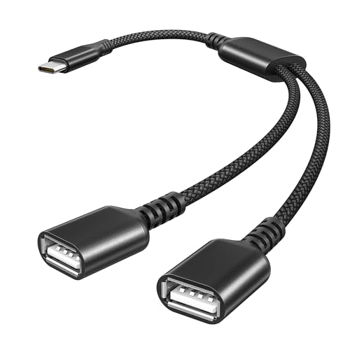 Basesailor USB C Male to Dual USB Female Cable Adapter 3.3FT,OTG Adapter - color: Black, size: 3.3FT(1M), style: 1 in 2 out