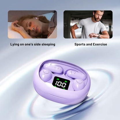 2-in-1 Mini Invisible Sleep Bluetooth Earbuds,Small Wireless Sleep Headphones for Side Sleepers,Bluetooth 5.4 Bass Stereo Sound Over-Ear Earbuds,Bluetooth Earbuds for Laptop/Phones/Sports (purple) - color: Purple