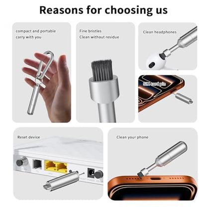 2 In 1 Sim Card Tray Removal Tool Eject Pin Earbuds Cleaning Brush Reset Tools Needle Opener Cleaner Pen Kit For IPhone Airpods