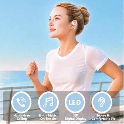 Wireless Headset Wireless Headphones Handsfree Call Wireless Earpiece Noise Cancellation Earbud Earphones Mic Compatible with Cell Phones Car Driver Trucker Business Office (Warm White with box) - color: Warm White with box