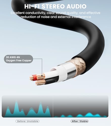 1/8 to 1/4 Stereo Cable 10FT, 3.5mm TRS Mini Jack to Dual 1/4 Inch TS Mono Y-Splitter Male to Male Audio Breakout Cord for Smartphone, CD Player, Speaker, Amplifier - size: 10 feet