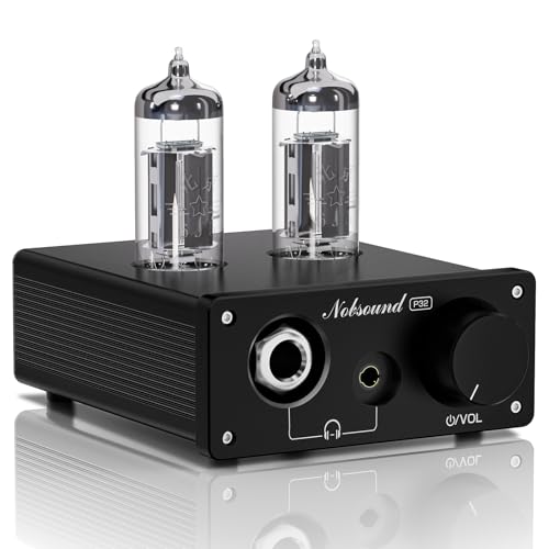 Nobsound P32 Tube Headphone Amplifier: 1000mW HiFi Desktop Preamp for 24–600Ω Headphones & Home Amps Speakers, 3.5mm/6.35mm Jacks, Swappable Tube & Op-Amp