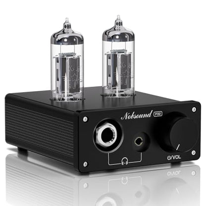 Nobsound P32 Tube Headphone Amplifier: 1000mW HiFi Desktop Preamp for 24–600Ω Headphones & Home Amps Speakers, 3.5mm/6.35mm Jacks, Swappable Tube & Op-Amp