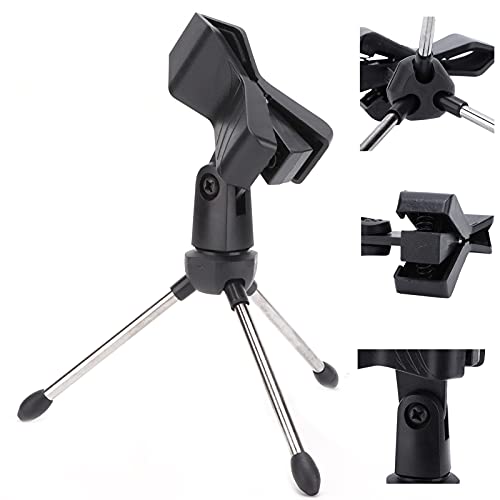 Desktop Mic Holder Microphone Stand Foldable Portable Angle Adjustable Tripod Bracket
