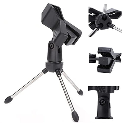 Desktop Mic Holder Microphone Stand Foldable Portable Angle Adjustable Tripod Bracket