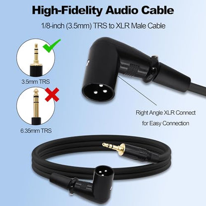 3.5mm TRS to XLR Female Balanced Audio Cable Adapter 1M | Right Angle XLR Female to 1/8 inch Male,HiFi Stereo Speaker Cord,for Smartphone Laptop Mixer Speaker - style: male to male