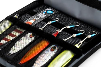 Nomad Design Jig Wallet - Fishing Lure Organizer with Hook Mesh Storage System, 12 individual mesh pockets Waterproof Jig Storage Bag with Optional Insert Sleeve - size: Wallet
