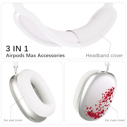 Headphone Cover for AirPods Max, Girly Cute Clear Ear Cups Covers, Silicone Ear Pad Case Headband Cover for Apple AirPods Max (2024/2020), Rose - color: Rose-Clear