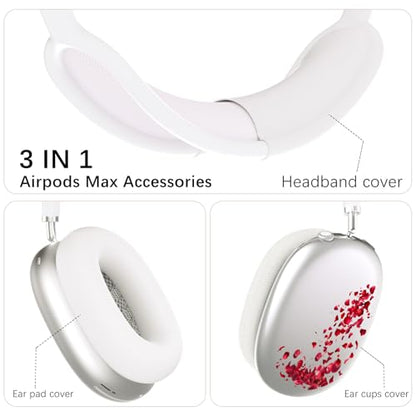 Headphone Cover for AirPods Max, Girly Cute Clear Ear Cups Covers, Silicone Ear Pad Case Headband Cover for Apple AirPods Max (2024/2020), Rose - color: Rose-Clear