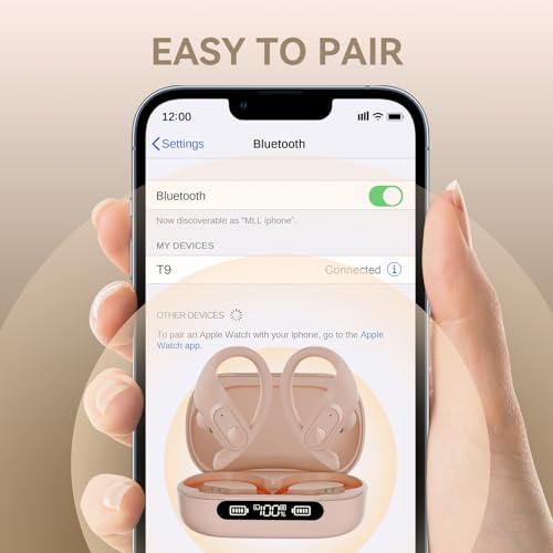 occiam Active Noise Cancelling Wireless Earbuds Bluetooth Headphones Ear Buds 96Hrs Playback Clear Call Waterproof Earphones with Ear Hook Microphones for Sport Running Off-White - color: Off-white