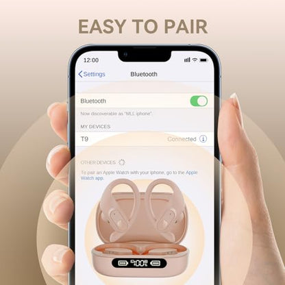 occiam Active Noise Cancelling Wireless Earbuds Bluetooth Headphones Ear Buds 96Hrs Playback Clear Call Waterproof Earphones with Ear Hook Microphones for Sport Running Off-White - color: Off-white