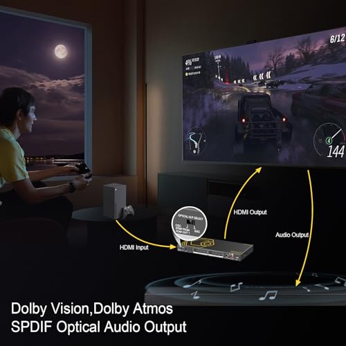 HDMI Matrix 4 in 2 Out 4K 60Hz 4:4:4 ARC HDR D-olby Vision Atmos SPDIF 5.1CH Breakout 3.5mm Stereo HDCP2.2- PC Console 16 EDID HDMI Scaler 4K 1080P Sync, HDCP2.2 HDMI2.0 Matrix 4x2 IR Remote
