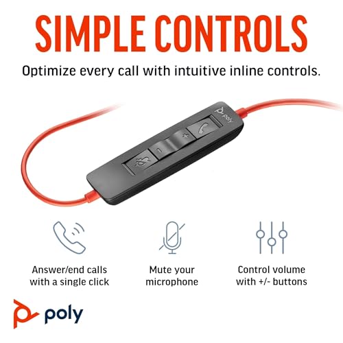 Poly Blackwire 3310 Wired Headset (Plantronics) – Flexible Microphone Boom – Monaural Design - Connect to PC/Mac via USB-C or USB-A - Works w/Teams, Zoom - Amazon Exclusive - style: 2023 Version (USB-C & USB-A)