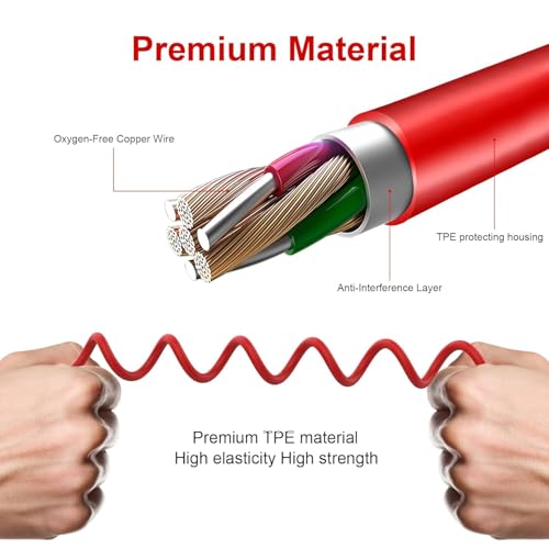 QC45 Coiled Audio Cable,Replacement Audio Cable Cord Compatible with Bose QC45/QC35/QC35 II/NC700 Headphones,2.5mm to 3.5mm(1/8") Extension Wire with 6.35mm(1/4") 6-16ft (Red) - color: Red