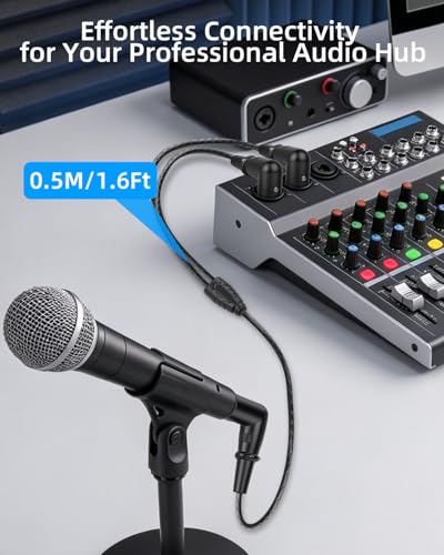 Right Angle XLR Y Splitter Cable 0.5m,XLR Y Cable Right-Angle Male to 2 90 Degrees Male Balanced 3Pin Microphone Splitter Cable,for Mixer, Audio Interface, Active Monitors - color: XLR male angle to 2 XLR male angle