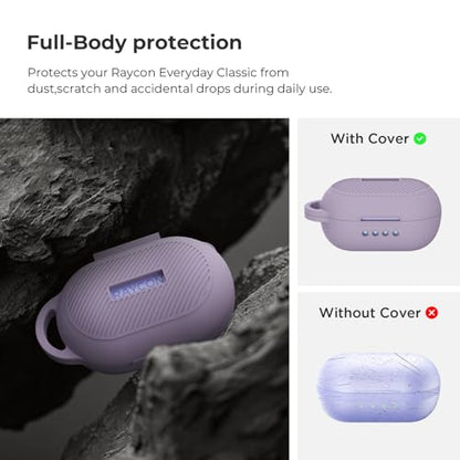 Soft Silicone Case for Raycon Everyday Classic Earbuds with Keychain&Cleaning Pen kit,Anti-Scratch Shockproof Protective Case Cover for Raycon Everyday Classic Earbuds Charging Case (Purple) - color: Purple