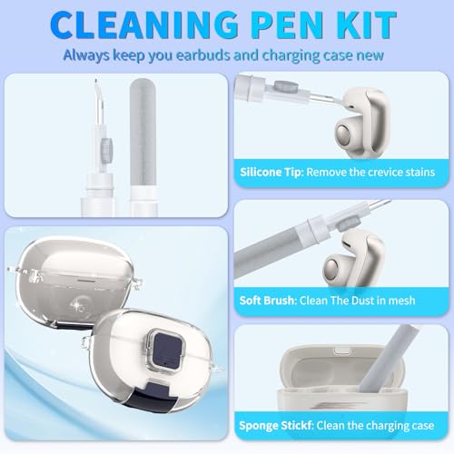 for Bose Ultra Open Earbuds Case with Secure Lock & Phone Stand, Soft TPU Shockproof Protective Clear Case for Bose Open Ear Earbuds Accessories with Cleaning Pen & Keychain (Clear) - color: Clear
