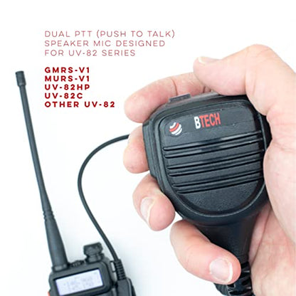 BTECH QHM22D Dual Push-to-Talk (PTT) Speaker Mic, Platinum Series IP54 Rainproof Shoulder Mic for BaoFeng, BTECH, Kenwood Radios - size: Single, style: QHM22D Dual PTT Speaker Mic
