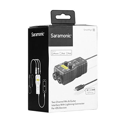 Lightning Microphone Preamp Compatible with iPhone 11 X 8 7 6 Vlog, Saramonic 2-Channel Lightning Mic XLR & 6.3mm Guitar Interface for iPad iPod, iOS Smartphone Tablet YouTube Video - size: Lightning Input (2-channel)