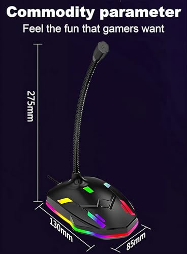 USB Computer Microphone with Mute Button&RGB Glowing Light Compatible with PC Laptop Desktop Win/Mac PS4/5,Play&Plug Gooseneck Microphone,Ideal Condenser Mic for Game,Podcast,Vocal,YouTube-M9