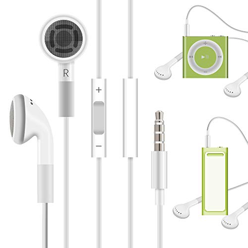 Jelanry 3.5mm Earphone Earbuds Headphones with Remote - White | 3.5mm Wired Headphones for Shuffle 2 3 4 5 6, Touch 2G 3G 4G 5G Classic nano6
