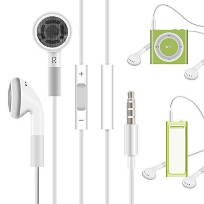 Jelanry 3.5mm Earphone Earbuds Headphones with Remote - White | 3.5mm Wired Headphones for Shuffle 2 3 4 5 6, Touch 2G 3G 4G 5G Classic nano6