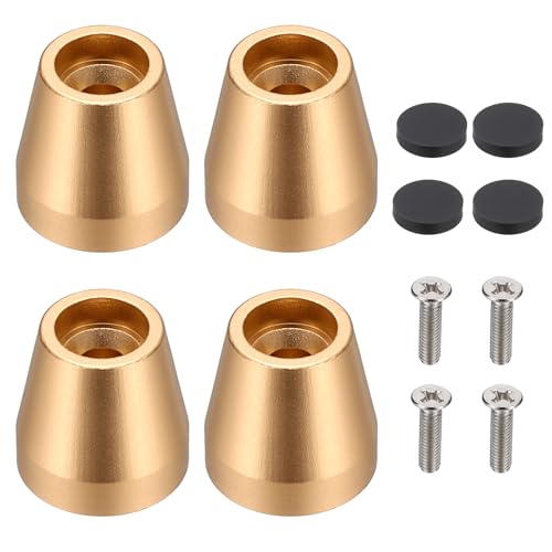 MECCANIXITY 4Pcs Speaker Isolation Pad Feet, 15x15mm Shockproof Aluminum Alloy Vibration Isolation Speaker Shock Base Pad Cone Base with Screws & Rubber Pads for Audio Equipment, Gold - color: Gold, size: 15x15mm