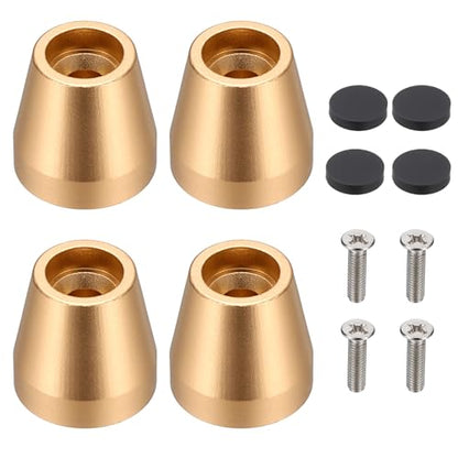 MECCANIXITY 4Pcs Speaker Isolation Pad Feet, 15x15mm Shockproof Aluminum Alloy Vibration Isolation Speaker Shock Base Pad Cone Base with Screws & Rubber Pads for Audio Equipment, Gold - color: Gold, size: 15x15mm