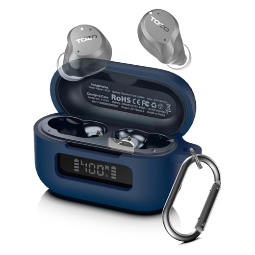 for TOZ0 NC9(2024) Case Cover, Silicone Protective Battery Display Visible Design Cover ONLY for TOZO NC9 Hybrid Active Noise Cancelling Wireless Earbuds 2024 Version with Carabiner-Blue - color: Blue