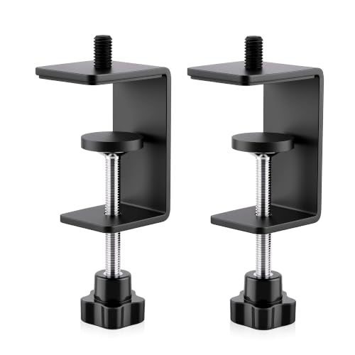 2-Pack Heavy Duty Adjustable C-Clamp with M10 Stud Mount - Steel Desk Clamp for Lamp, Microphone, Light Poles & Table | Multi-Purpose Clamps for Secure Mounting - size: 10 mm Stud