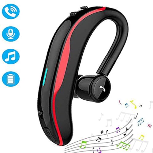 Wireless Earpiece Wireless Headset Handsfree Call Earpiece Noise Cancellation Earbud Long Talk Time Earphone Compatible with Smart Cell Phones Car Driver Trucker Business Office Men Women (Red) - color: Red