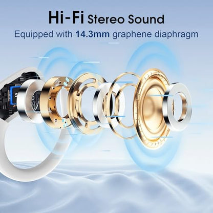 Aptkdoe 2 Sets Wireless Earbuds Sport, Bluetooth 5.4 Over Ear Buds Stereo Deep Bass Over Ear Bud with Earhooks, 75H Wireless Earphones with Mic, IPX7 Waterproof Earphone for Sports Rose Gold+White