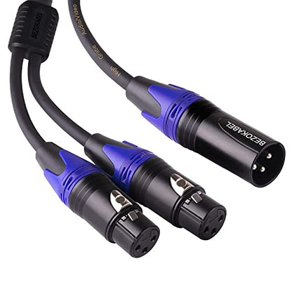 XLR Splitter, Y Splitter Cable Male to 2 Female 3-Pin - 3.3ft | Balanced Microphone Y Splitter OFC Noise Reduction - size: 3.3ft-new, style: Male to 2 Female XLR