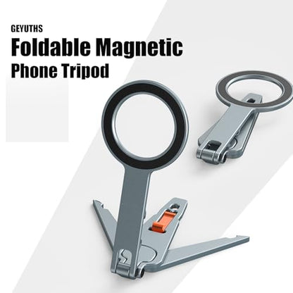 Magnetic Phone Tripod Stand Foldable Pocket Mount for iPhone | Portable, 1/4" Screw Hole & Hook,Perfect for Vlogging, Travel, Selfies, Video Calls for iPhone 17/16/15/14 & MagSafe cases.