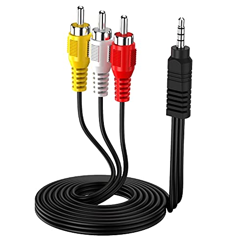 3.5mm to RCA AV Cable 5ft for Camcorder TV MP3 Speaker | 3.5mm TRRS to 3 RCA male cable, 5ft, Gold plated, Pure copper core, Audio + video, For camcorder/TV/MP3/tablet/speaker,