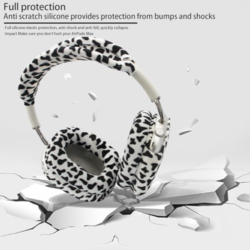 4 in 1 Silicone Case Cover Compatible with Apple Airpods Max 2/1 Headphones(2026/2024/2020), Printed Ear Pad Case Cover Ear Cups Cover and Headband Cover Headband Pad Accessories (Cow) - color: Cow