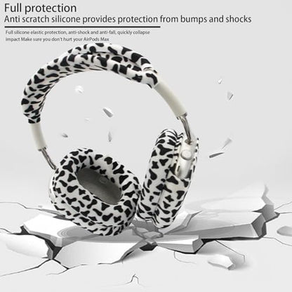 4 in 1 Silicone Case Cover Compatible with Apple Airpods Max 2/1 Headphones(2026/2024/2020), Printed Ear Pad Case Cover Ear Cups Cover and Headband Cover Headband Pad Accessories (Cow) - color: Cow