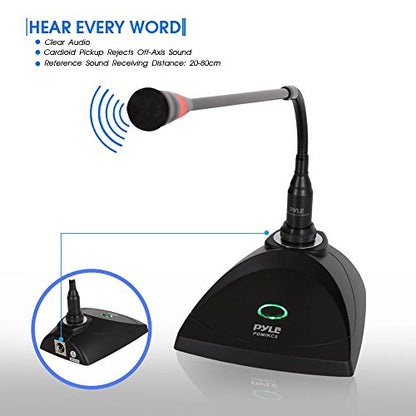 Pyle Home Compact Public Address Mono Amplifier - Professional 50W Mini Home Power Audio Sound PA Speaker Receiver System w/RCA, PT110 & Home Desktop Gooseneck Wired Microphone System -PDMIKC5 Black